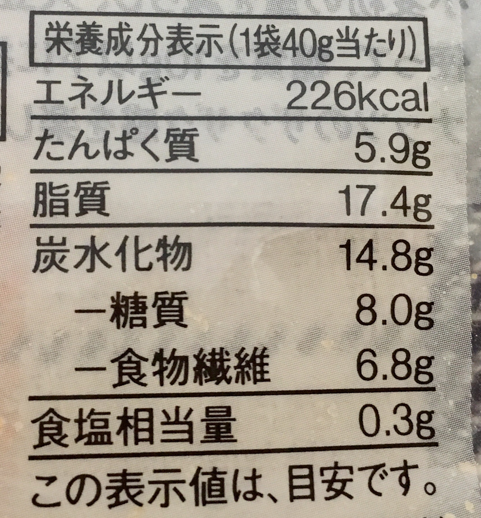 無印良品の糖質10g以下のお菓子 紫さつまいもサブレの栄養成分表示