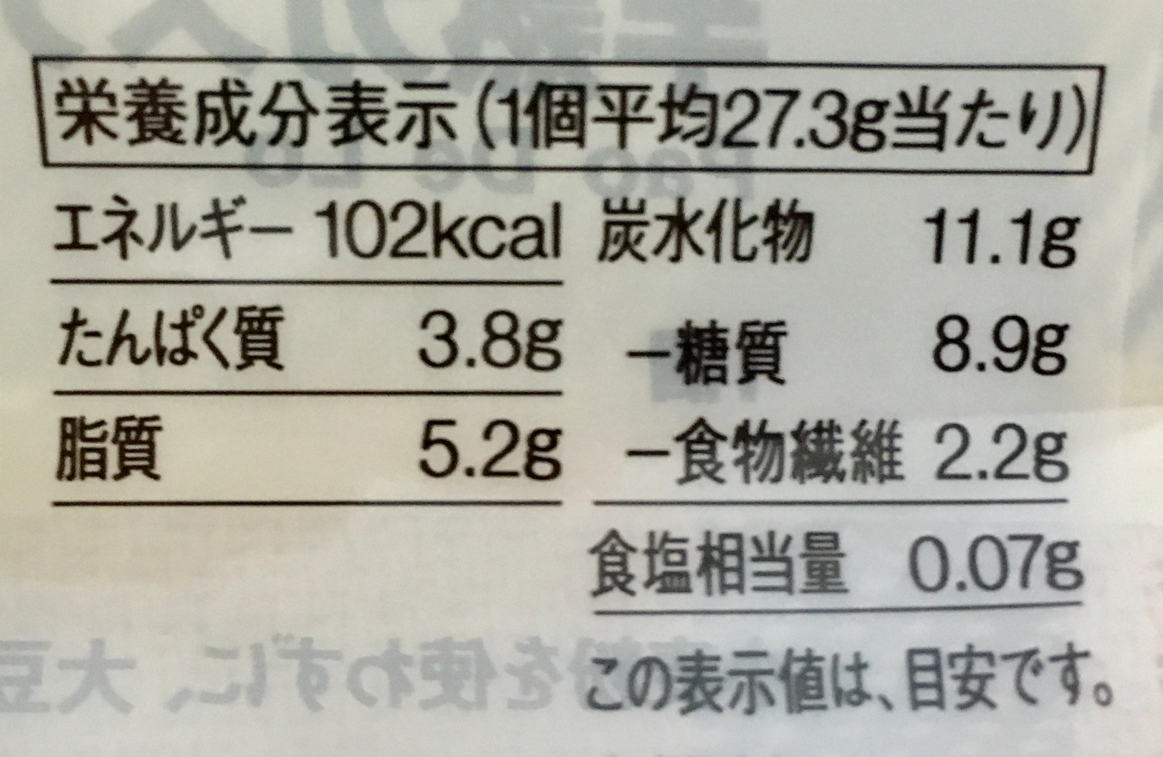 無印良品の糖質10g以下のお菓子 半熟カステラの栄養成分表示