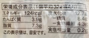 無印良品の糖質10g以下のお菓子 ミルクマフィンの栄養成分表示