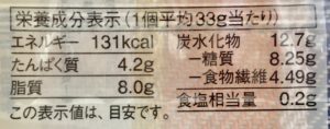 無印良品の糖質10g以下のお菓子 バナナマフィンの栄養成分表示